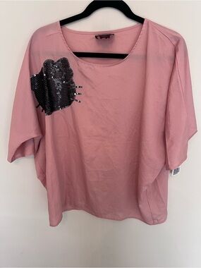 Forever 21/hello kitty Pink Short Sleeve Top with Sequins new with tags!
